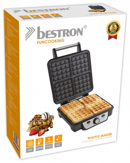 Bestron ASW281 Gofrisütő, Inox, 1100 W