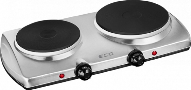 ECG EV2512 S rozsdamentes dupla elektromos főzőlap INOX, rezsó