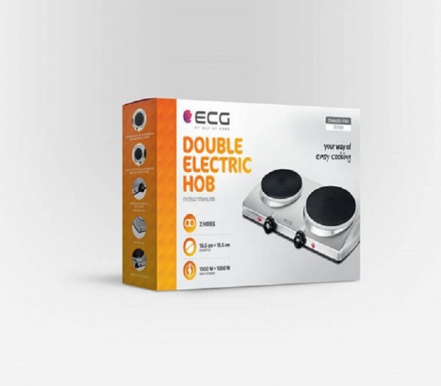 ECG EV2512 S rozsdamentes dupla elektromos főzőlap INOX, rezsó