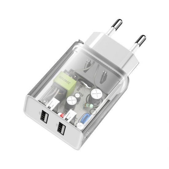 Baseus CCFS-R02 fali töltő 2x USB 2.1A, 10,5 W, fehér