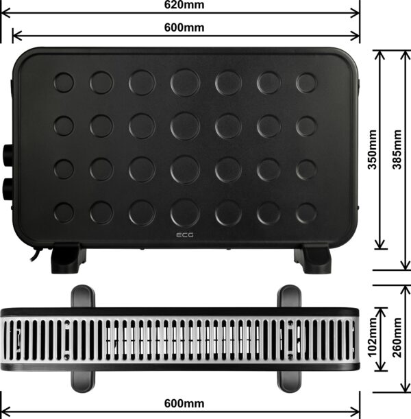ECG TK 2070 Black Szabadon álló meleg levegős konvektor