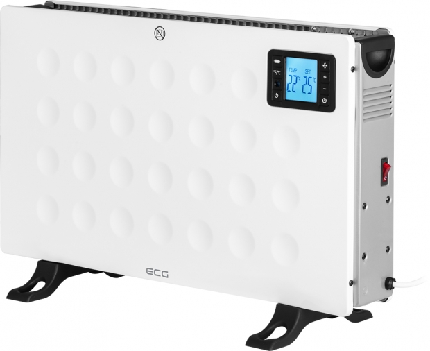 ECG TK 2080 DR White LCD kijelzős távvezérlős szabadon álló meleg levegős konvektor ventilátorral 750/1250/2000 W