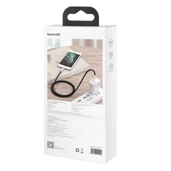 Baseus CALJK-B01 Cafule USB / Lightning kábel 2.4A 2m, fekete