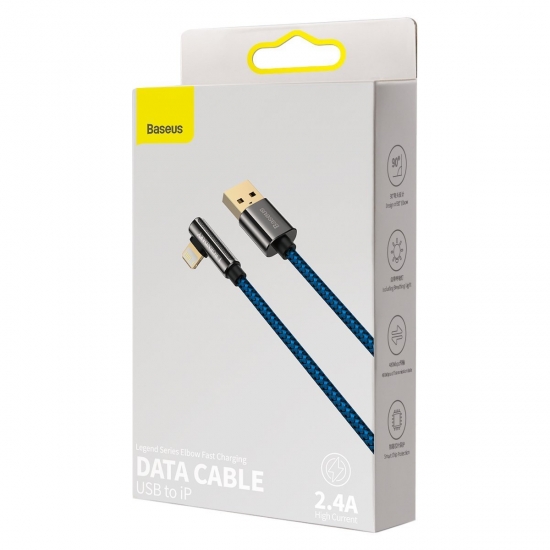 Baseus CACS000103 Legend 90 fokban döntött USB - Lightning kábel 2.4A 2m kék