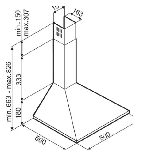 SLX SK 50 W kürtős 50cm széles fehér konyhai elszívó