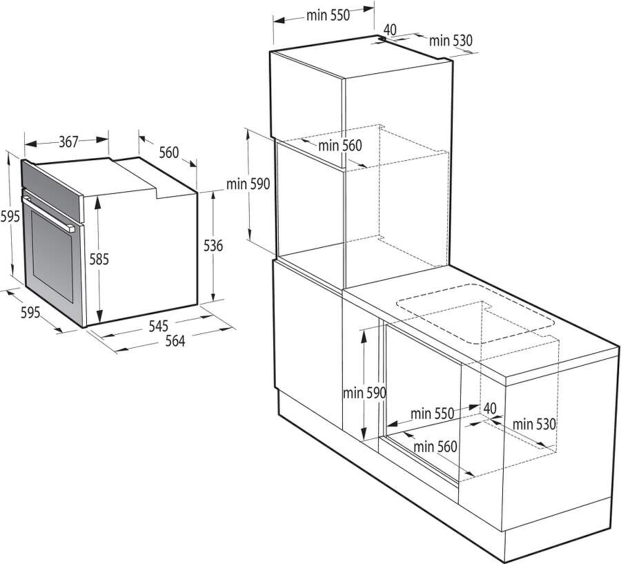 Gorenje BO6717E03BG beépíthető fekete sütő, 77L, 59.5x56.4x59.5 cm