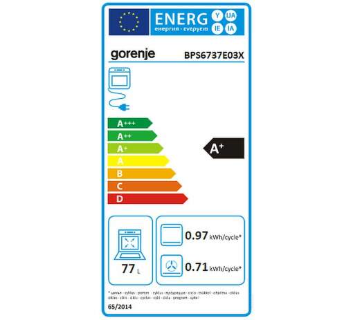 Gorenje BPS6737E03X beépíthető pirolitikus öntisztító sütő ExtraSteam gőzfunkcióval, 77L, 59.5y56.4x59.5 cm, inox szín