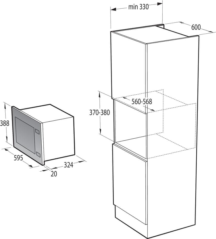 Gorenje BM201AG1BG fekete beépíthető mikrosütő