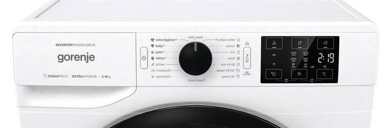 Gorenje WNEI84BS elöltöltős mosógép inverter motor, gőz program, 8kg ruhatöltet, 60x54.5x85 cm 