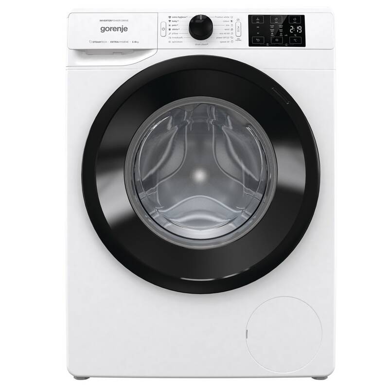 Gorenje WNEI84BS elöltöltős mosógép inverter motor, gőz program, 8kg ruhatöltet, 60x54.5x85 cm 