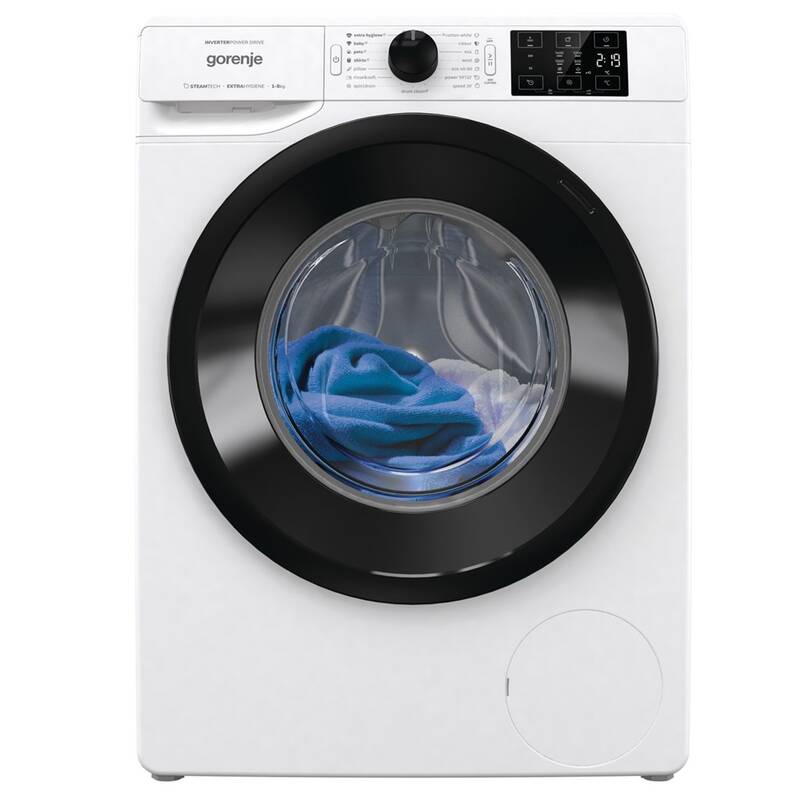 Gorenje WNEI84BS elöltöltős mosógép inverter motor, gőz program, 8kg ruhatöltet, 60x54.5x85 cm 