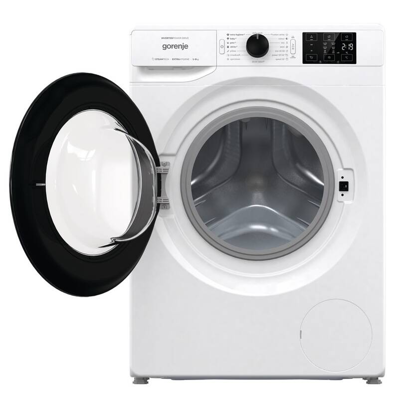 Gorenje WNEI84BS elöltöltős mosógép inverter motor, gőz program, 8kg ruhatöltet, 60x54.5x85 cm 