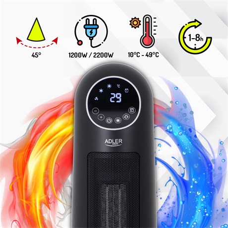 Adler AD 7731 kerámia torony hősugárzó 1200/2200W, távirányítóval  AD7731