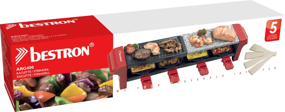 BESTRON ARG400 RACLETTE GRILL Gourmet készlet - 4 személyes