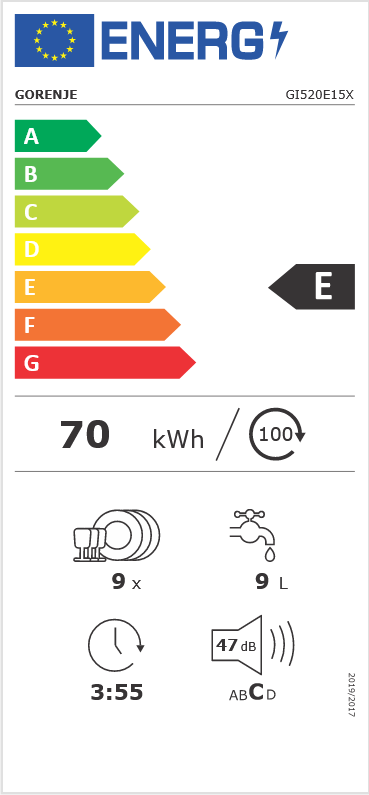 Gorenje GI520E15X beépíthető kezelőpaneles 45cm mosogatógép, 9 teríték