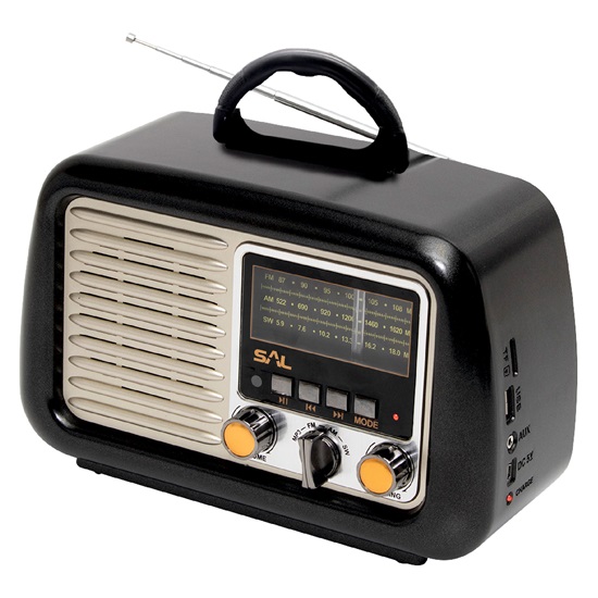 SAL RRT2B retro táskarádió Bluetooth,USB,microSD,AUX,akkumulátorral