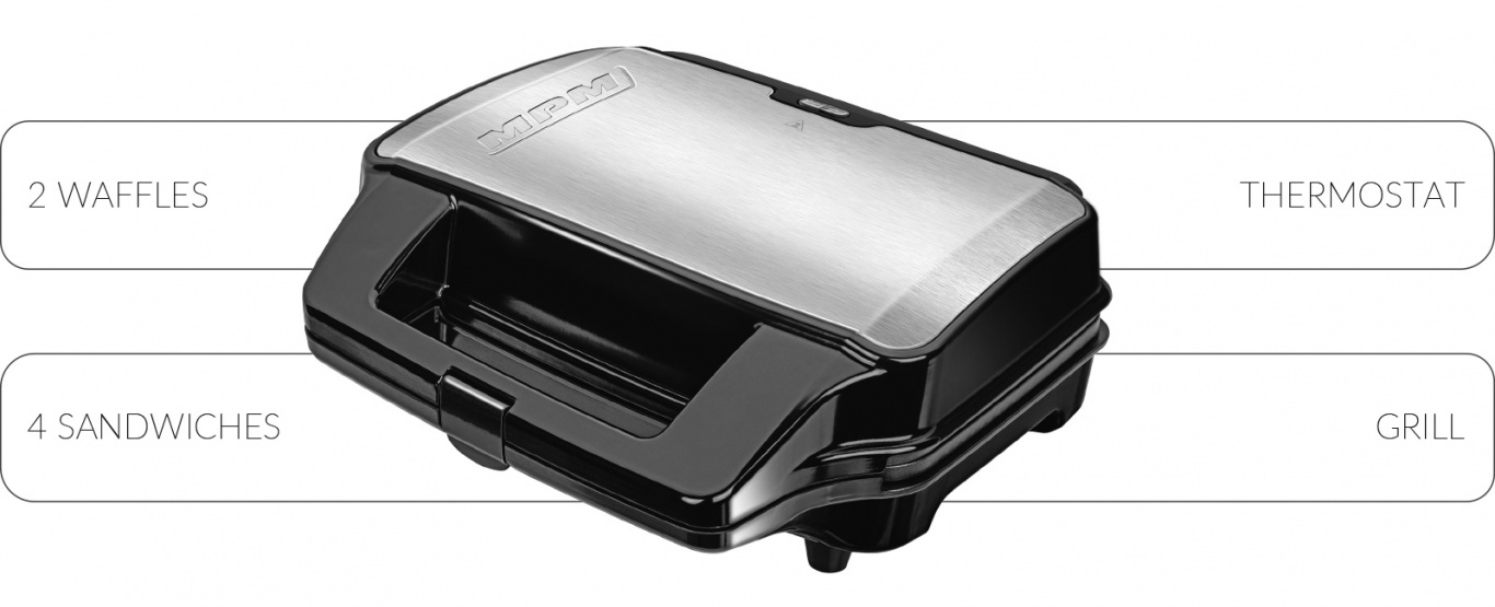 MPM MOP-23M 3 IN 1 szendvics, gofri, grill sütő inox MOP23M