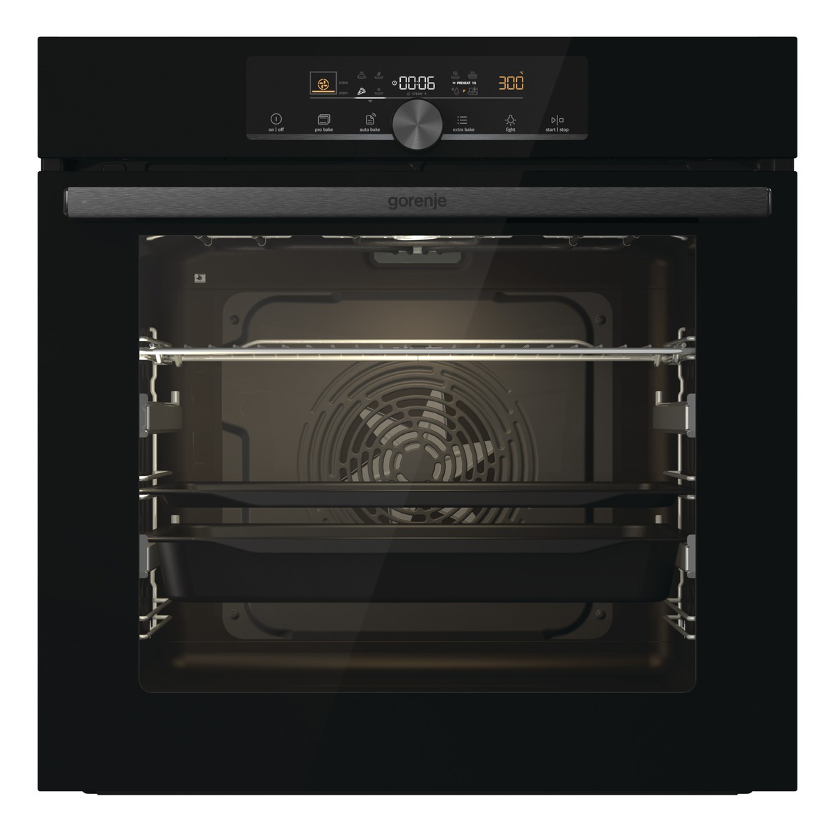 Gorenje BOS6747A01BG beépíthető fekete sütő ExtraSteam gőzfunkció 2 sütősín, 59.5x56.4x59.5 cm