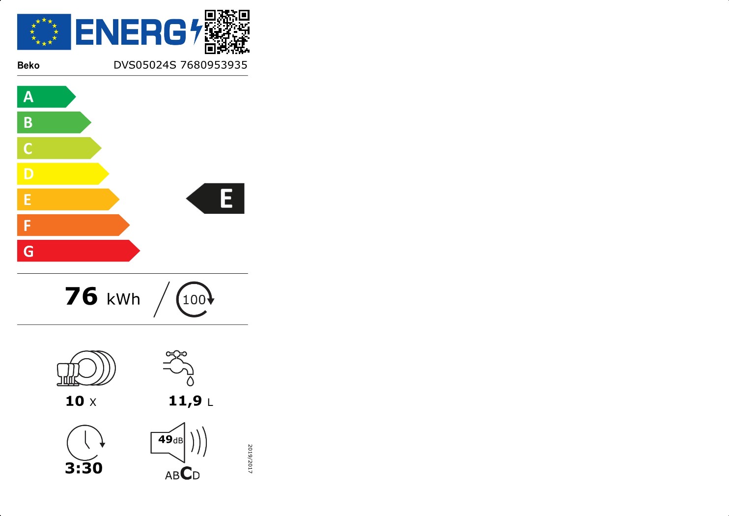 Beko DVS05024S keskeny mosogatógép 10 teríték, 44.8x60x85 cm, ezüst