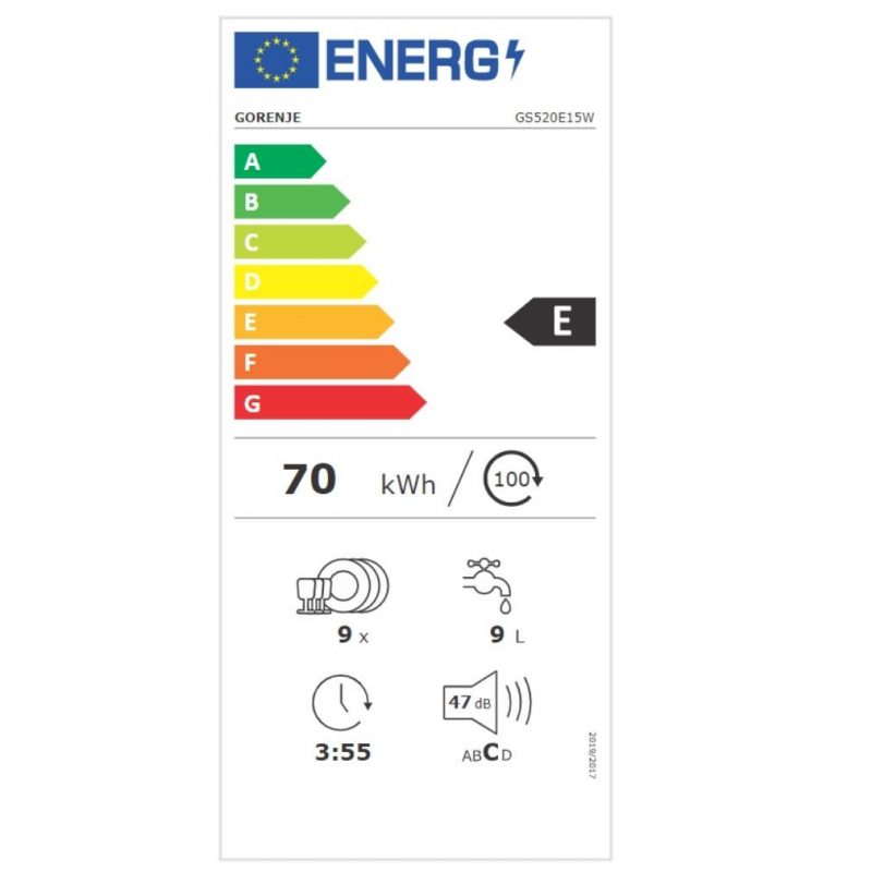 Gorenje GS520E15W keskeny mosogatógép, 9 teríték, 44.8x60x84.5 cm