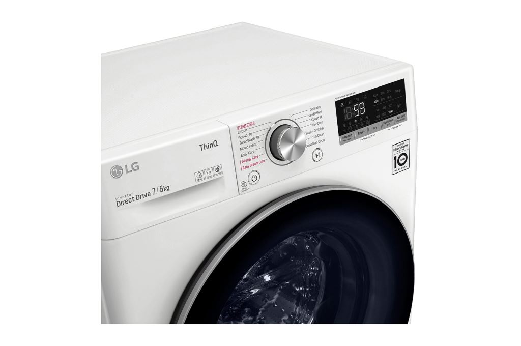 LG F2DV5S7S1E mosó- és szárítógép, 7/5kg, inverter motor, gőz, 60x47.5x85 cm 