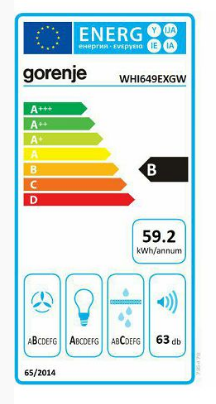 Gorenje WHI649EXGW falra szerelhető döntött kürtös konyhai elszívó, 60x33.5x38 cm