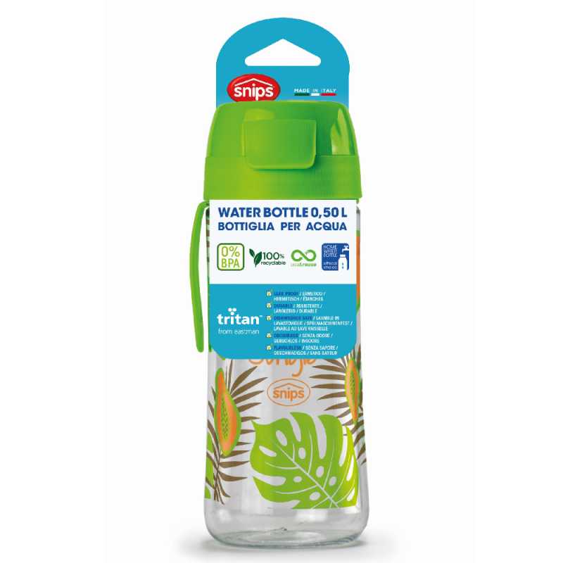 Snips 000668 0,5 l vizes palack BPA mentes, ütésálló és karcolódás mentes tritán műanyagból dzsungel mintás borítással