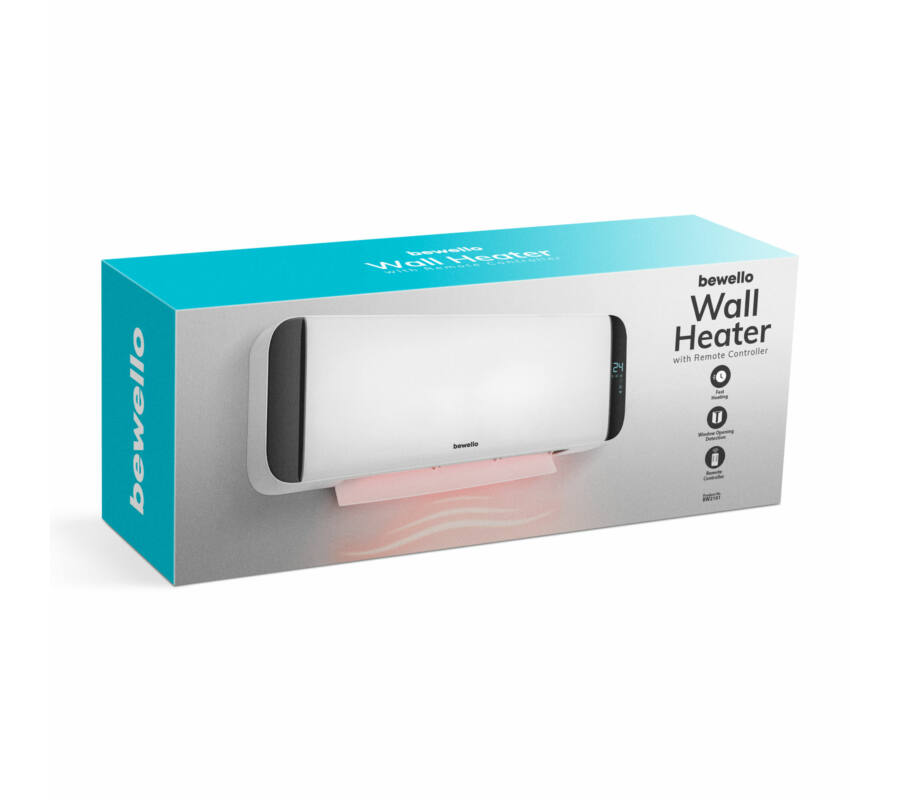 Bewello BW2101 Fali hősugárzó - 1000/2000W - LED kijelző - 230V - fehér  