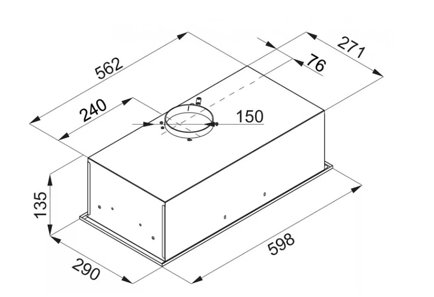 SLX SB 60 X inox szekrénybe aláépíthető beépíthető konyhai elszívó
