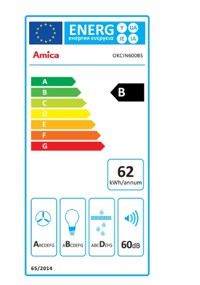 Amica IN 600 BS beépíthető kürtös konyhai elszívó 60cm,700m3/h,fekete