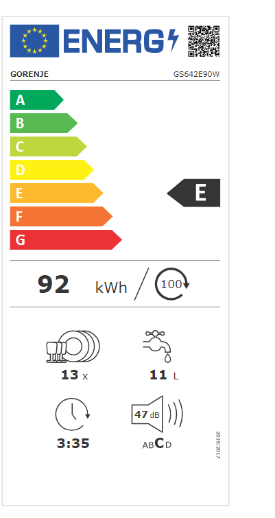 Gorenje GS642E90W mosogatógép, 13 terítékes, 59.9x59.7x84.5 cm 