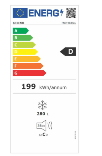 Gorenje FN619DAW6 No Frost fagyasztószekrény 280L,185cm magas,inverteres kompresszor