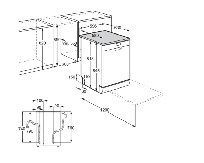 AEG FFB53927ZW mosogatógép, 14 teríték, 60cm, inverter, ExtraHigiénia funkció, GlassCare, ExtraPower, 59.8x62.2x85 cm 