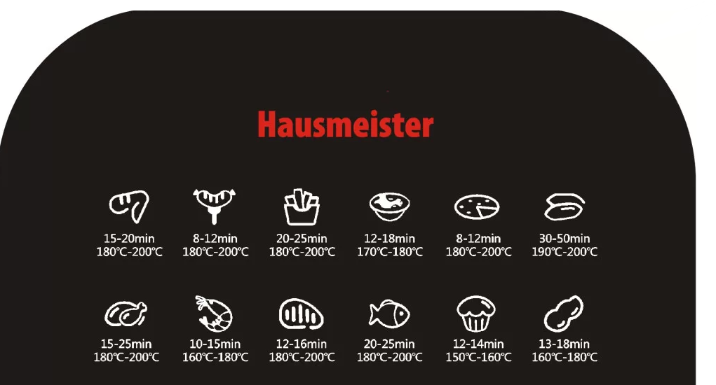 Hausmeister HM6933 bió fritu Air Fryer forrólevegős sütő, 5 l, idő- és hőfok beállítással, olajmentes sütés