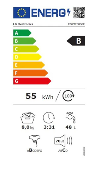 LG F2WT208S0E elöltöltős mosógép 8kg, gőzfunkció, inverter motor, 60x56x85 cm 