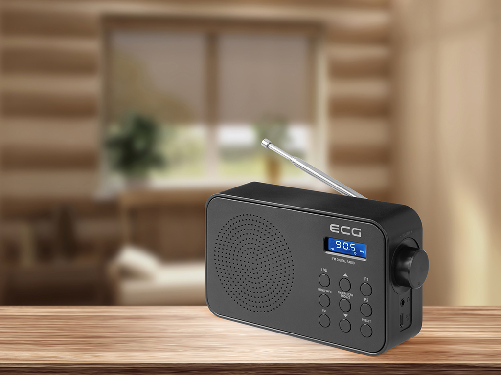 ECG R 105 FM LCD kijelzős rádió 30 programozható adó, ébresztés, elem/hálózat