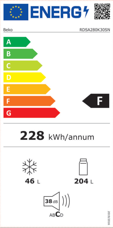 Beko RDSA280K30SN felülfagyasztós kombinált hűtőszekrény inox 204/46L, 54x57.4x160.6 cm 