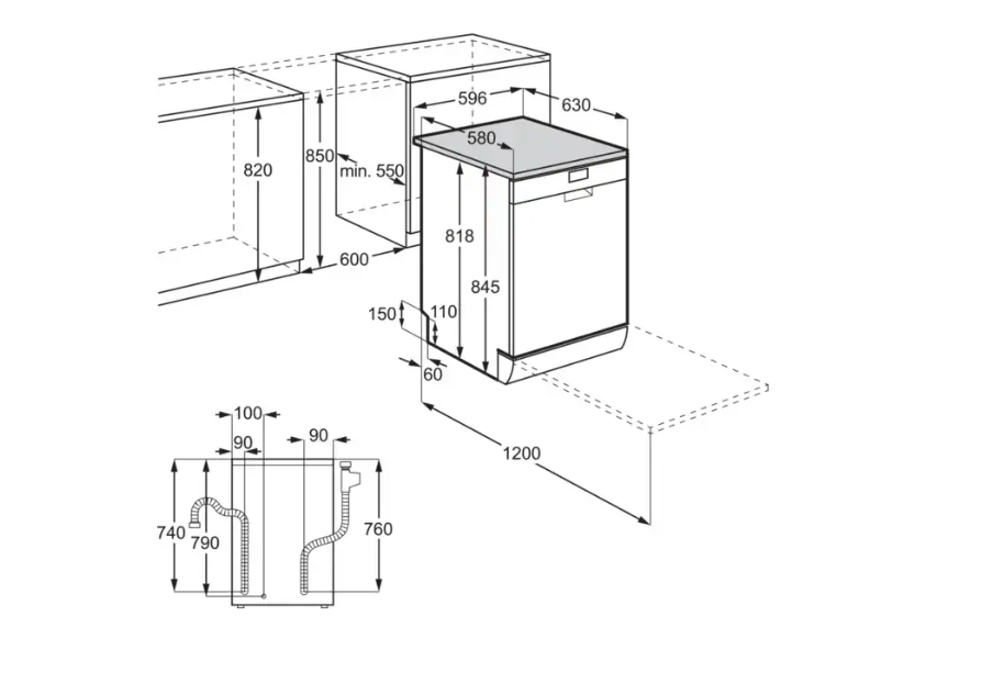 AEG FFB53937ZM mosogatógép 14 teríték, inverter motor, AirDry, inox,  59.8x62.2x85 cm 