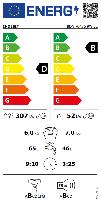 Indesit BDA764359WEE  mosó-szárítógép 7/6 kg, inverter motor, 59.5x54x85 cm 