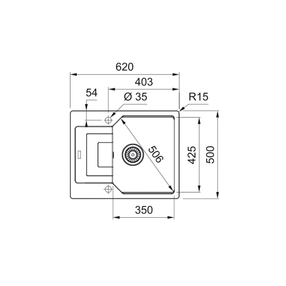 Franke UBG 611-62 mosogatótálca,62x50cm,inox