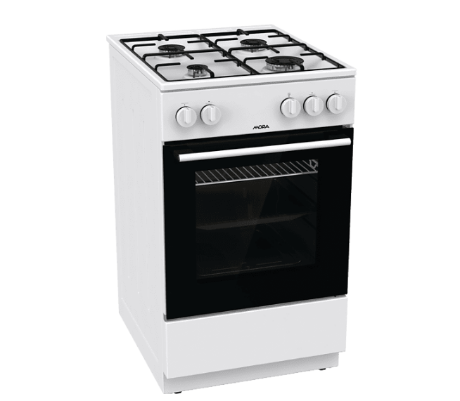 Mora P2241AW1 szabadonálló gáztűzhely 4 gázégős tető nélkül kivitel, 70L, 50x59.4x85 cm