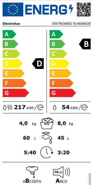 Electrolux EW7W368SI PerfectCare 700  teljesen beépíthető kondenzációs mosó-szárítógép, Ökoinverter,8/4kg, 59.6x55.3x81.9 cm 