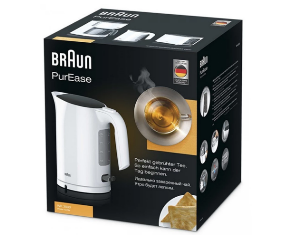 Braun WK 3000 PurEase vízforraló 2200W 1L fehér