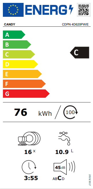 Candy CDPN 4D620PW/E Brava mosogatógép 16 terítékes, 9 program, Wifi, C energiaosztály 