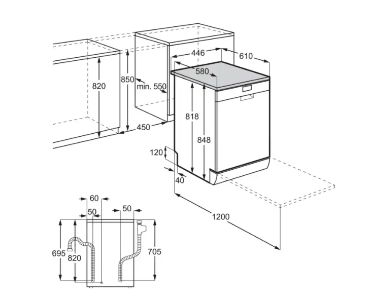 AEG FFB62427ZM keskeny mosogatógép, AirDry, 9 terítékes, inox 