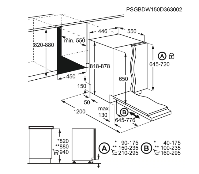 Electrolux EES42210L teljesen beépíthető keskeny mosogatógép, inverter motor, 9 terítékes, automatikus ajtónyitás, 44.8x55x81.8 cm 