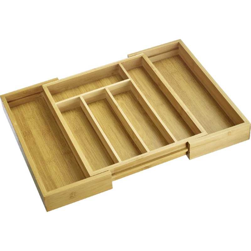 Westmark 14492270 evőeszköz tartó konyhai fiókba, 29 - 48 cm széles, 5 és 7 rekeszes, bambusz