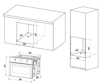 MPM MPM-63-BOK-24 45 cm magas beépíthető sütő 45L, 59.5x57x45 cm, fekete szín 
