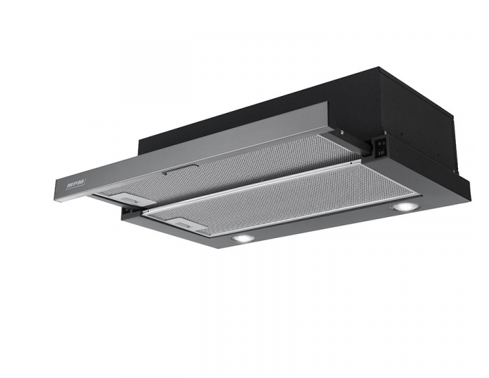 MPM-51-OS-74 beépíthető kihúzható konyhai elszívó, 50cm,inox előlap fekete váz
