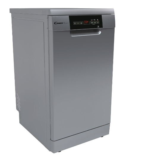 Candy CDPH 2D1047X keskeny mosogatógép, E energiaosztály, vízfogyasztás 9 L, 7 program, inox